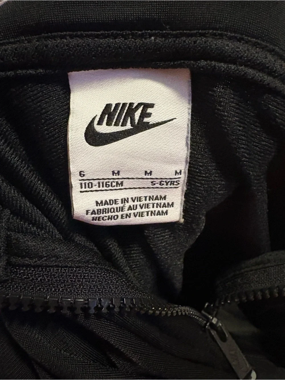 Nike Black Kids Full-Zip Jacket with White Swoosh